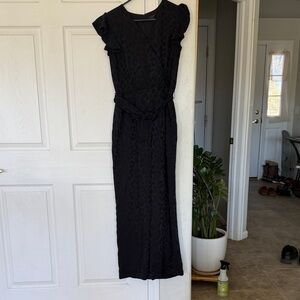 Ann Taylor Elegant Black leopard pant jumpsuit